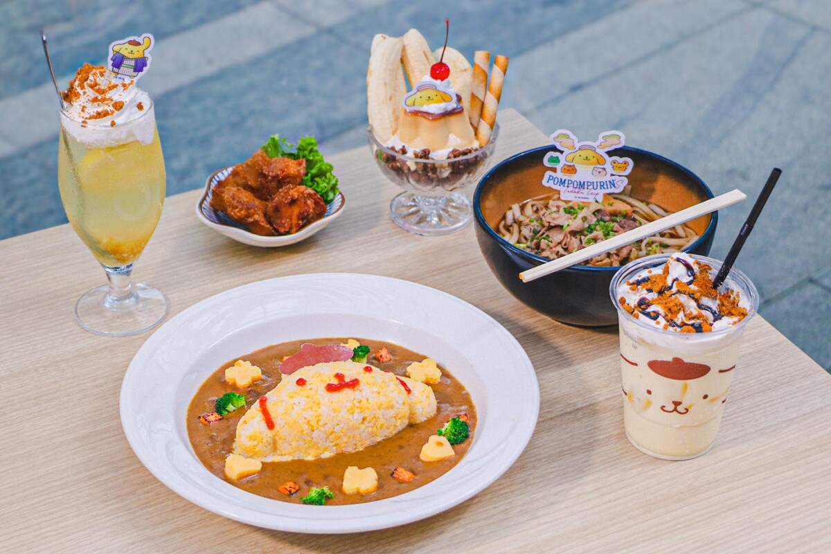 Pompompurin Cafe Singapore Japan Rail Cafe group menu spread