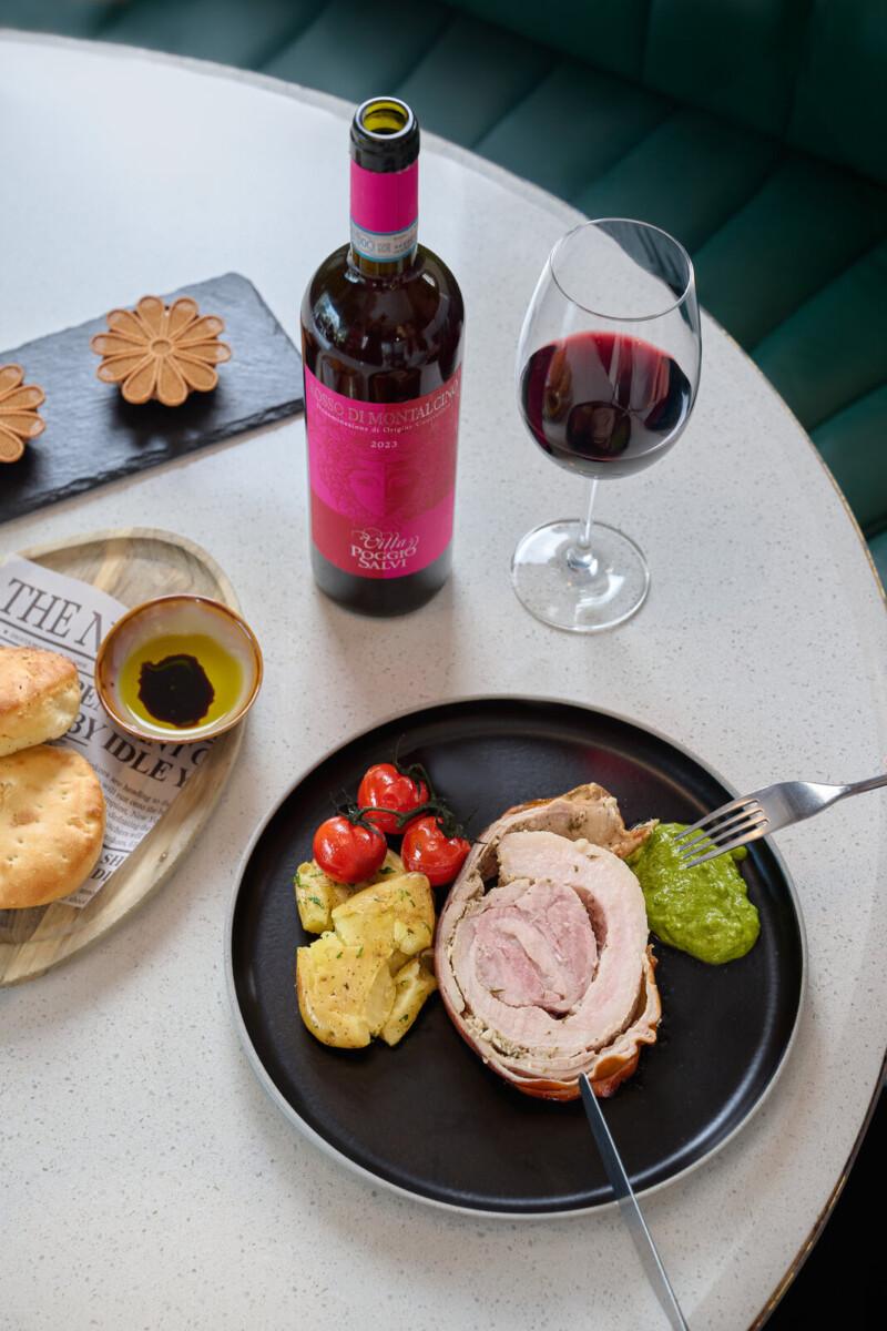 Prego Tuscan Wine Dinner dish with Villa Poggio Salvi wine
