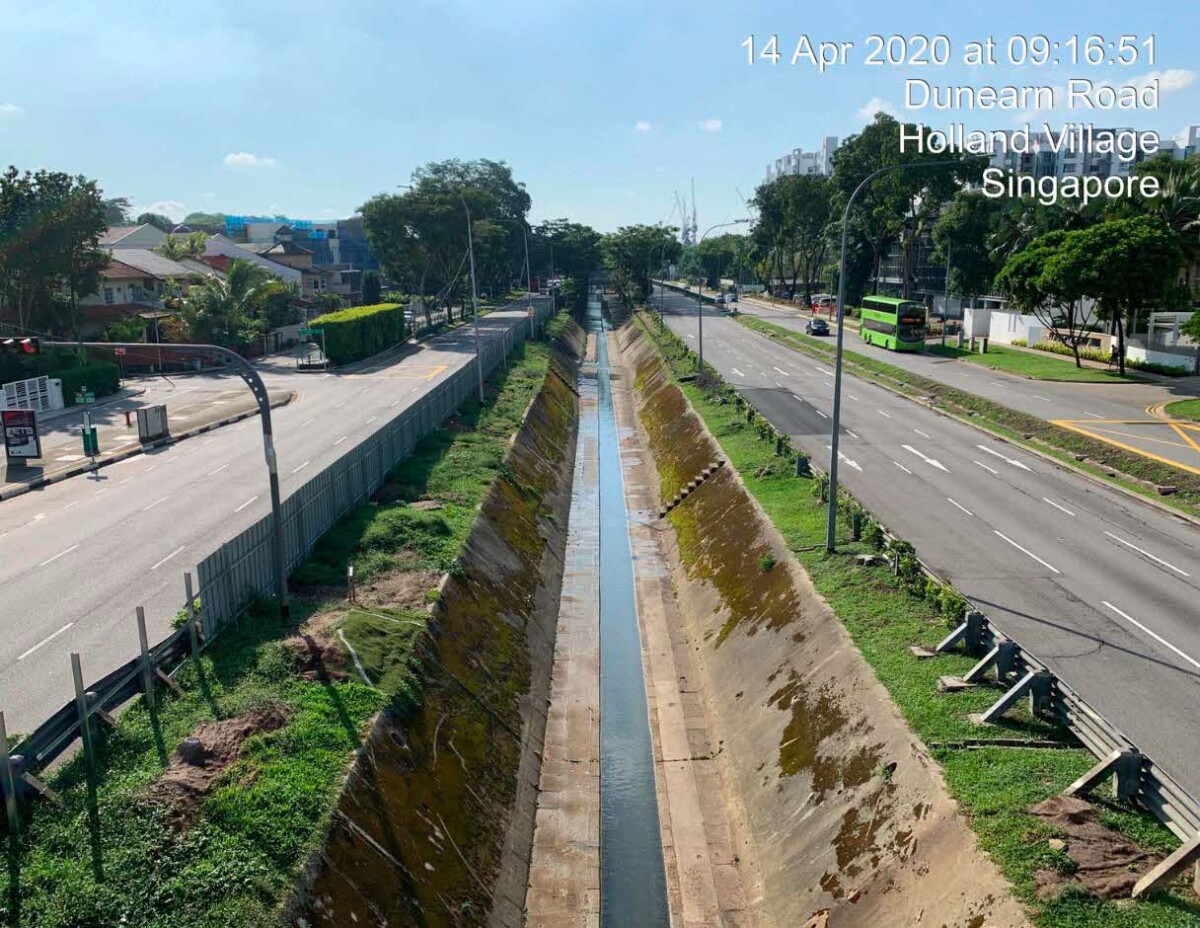 Upper Bukit Timah Canal before the upgrade, with sloping trapezoid banks