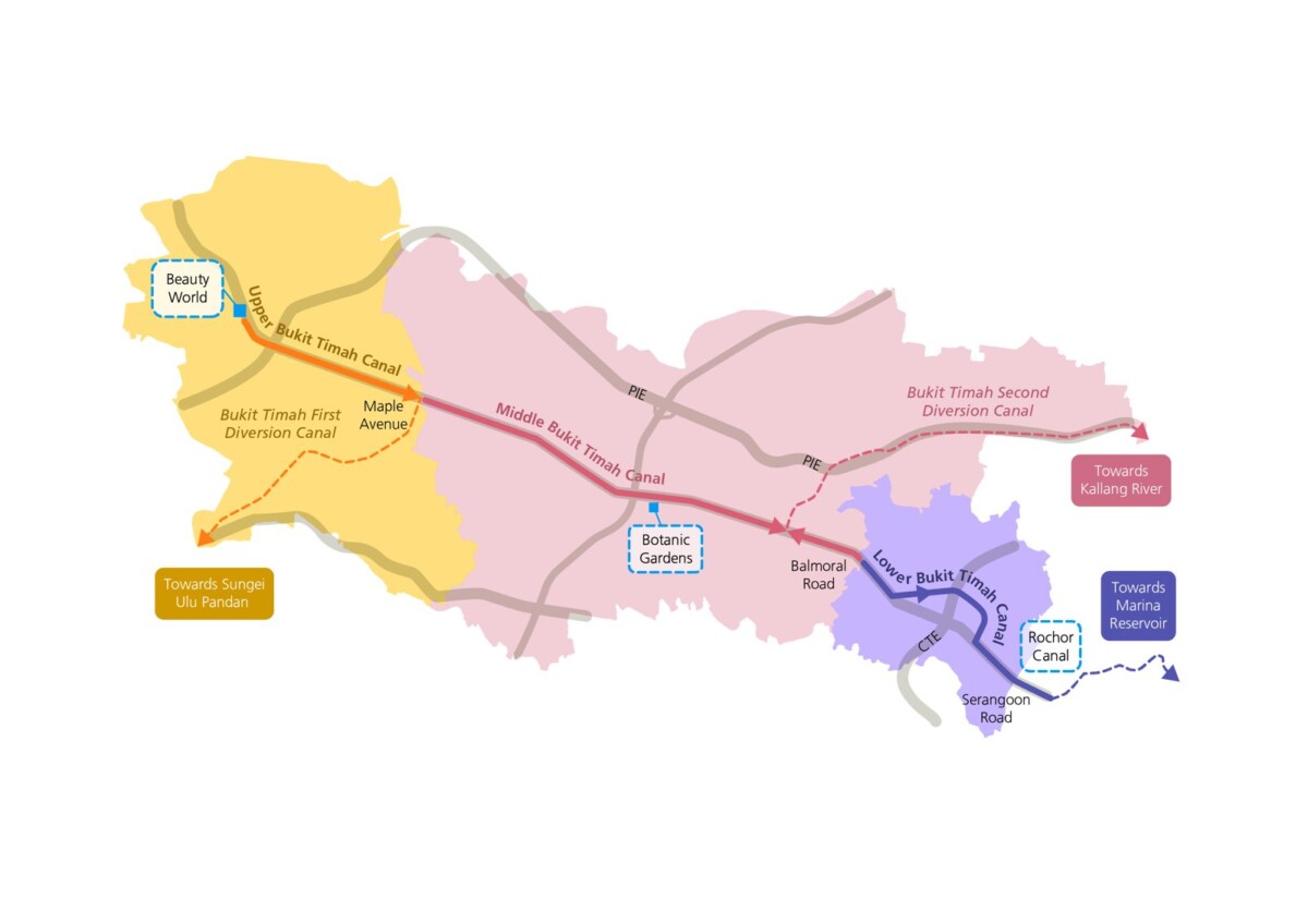 PUB map of the Bukit Timah catchment and diversion canals
