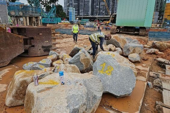 Boulders dug up at a North-South Corridor tunnel worksite along the Thomson stretch
