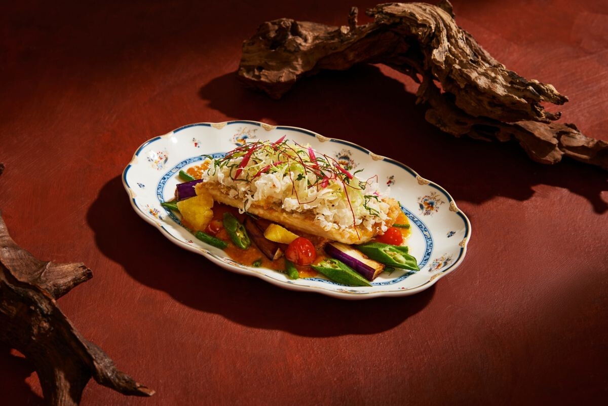 Racines heritage dish beautifully plated at Sofitel Singapore City Centre