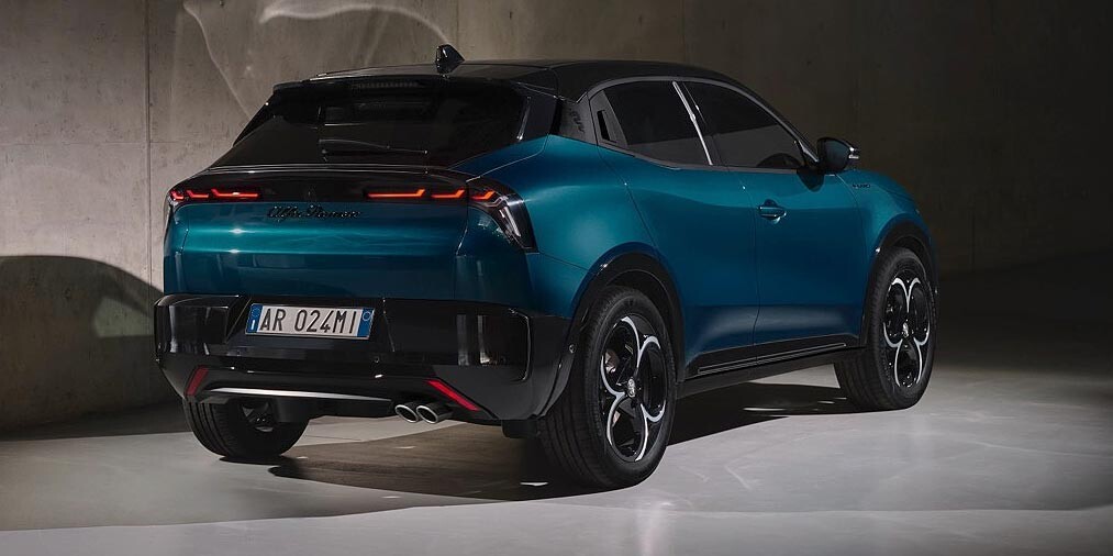 Alfa Romeo Junior Elettrica rear view showing distinctive LED tail lights