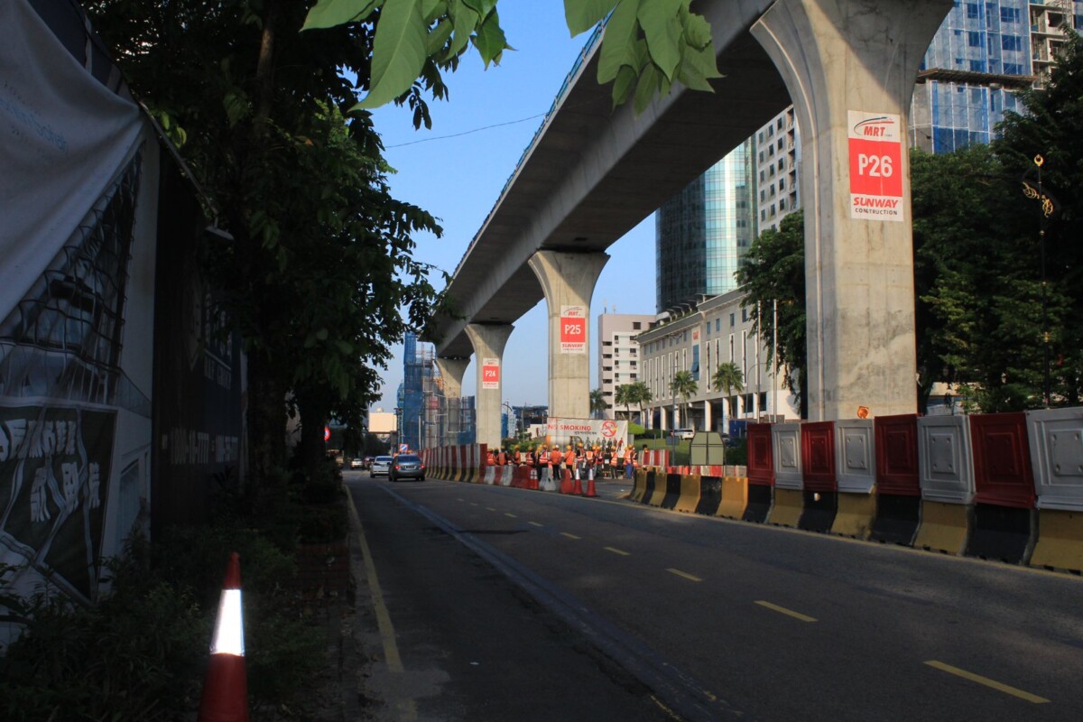 The JB-Singapore RTS Link viaduct under construction across the Straits of Johor