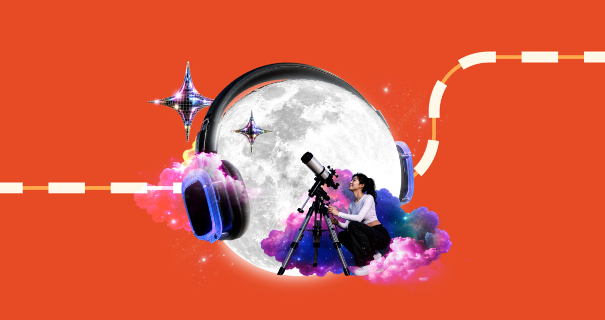 Celestial Nights Mid-Autumn key art with moon, headphones and telescope