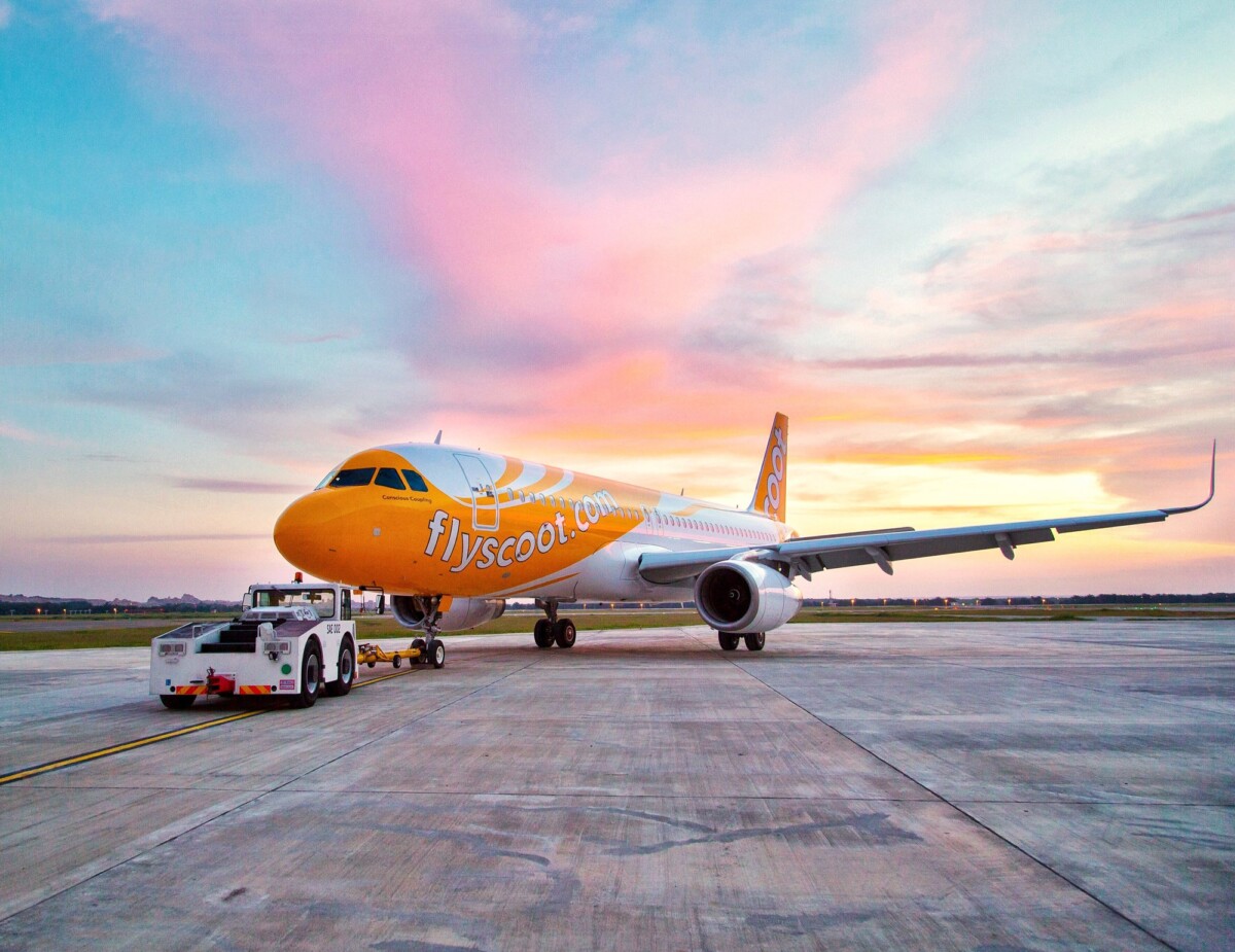 Scoot A320 aircraft livery on the tarmac ahead of the airline expanding its China network
