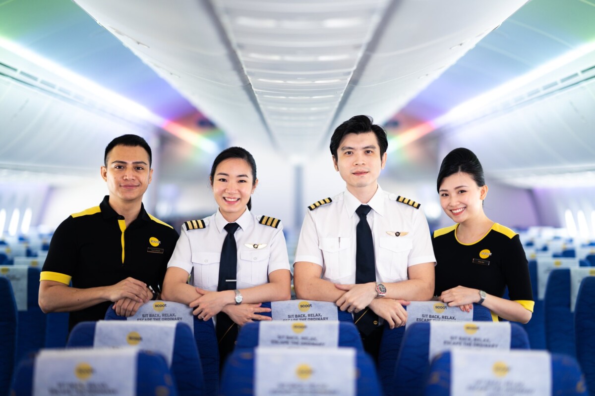 Scoot flight and cabin crew who will serve the new Singapore to Guiyang route