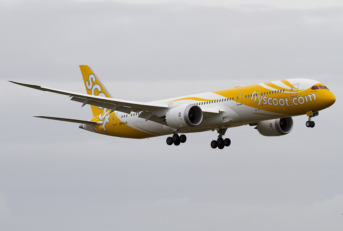 Scoot Singapore to Vienna aircraft at Changi Airport