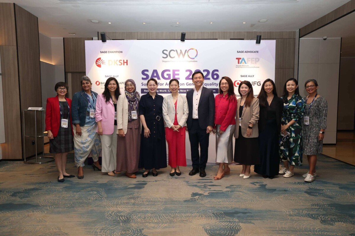 Speakers and partners on stage at SCWO SAGE 2026