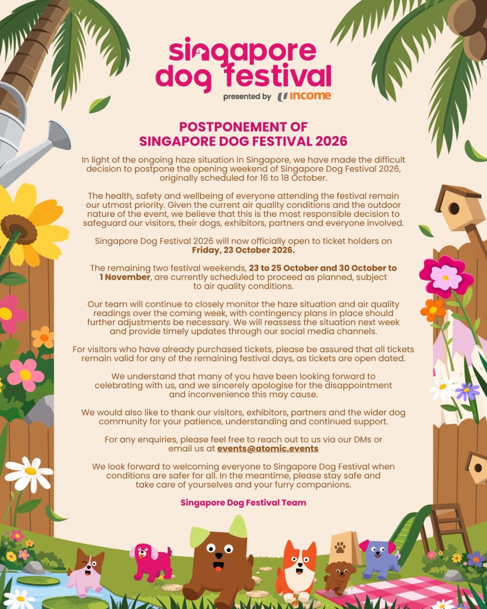 Singapore Dog Festival haze update notice for postponed opening weekend