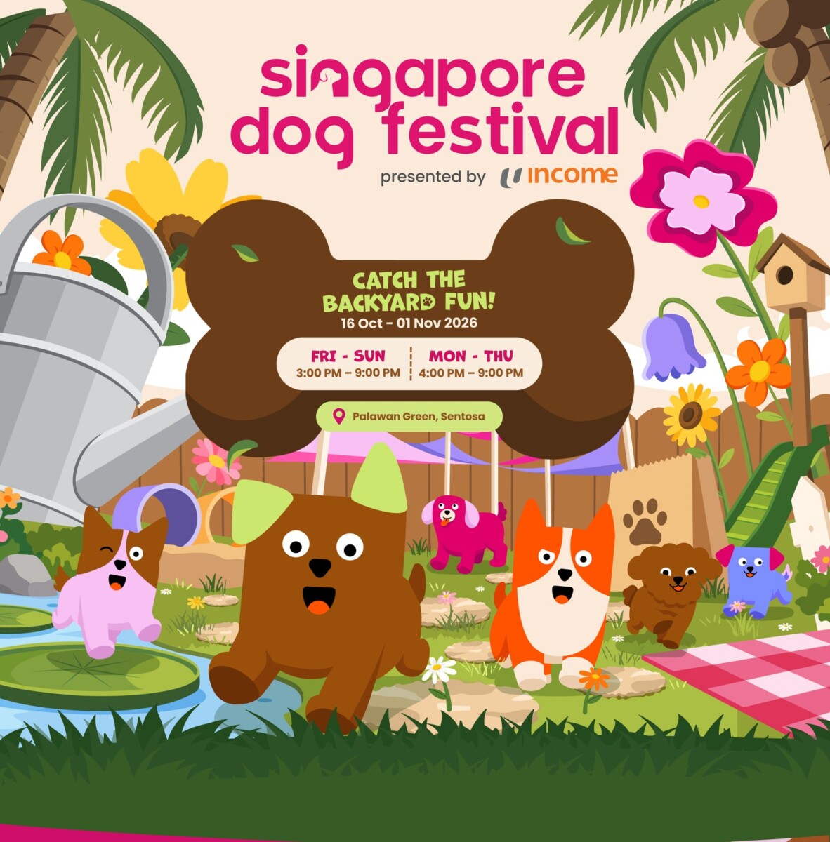 Singapore Dog Festival Palawan Green dates and daily opening hours graphic
