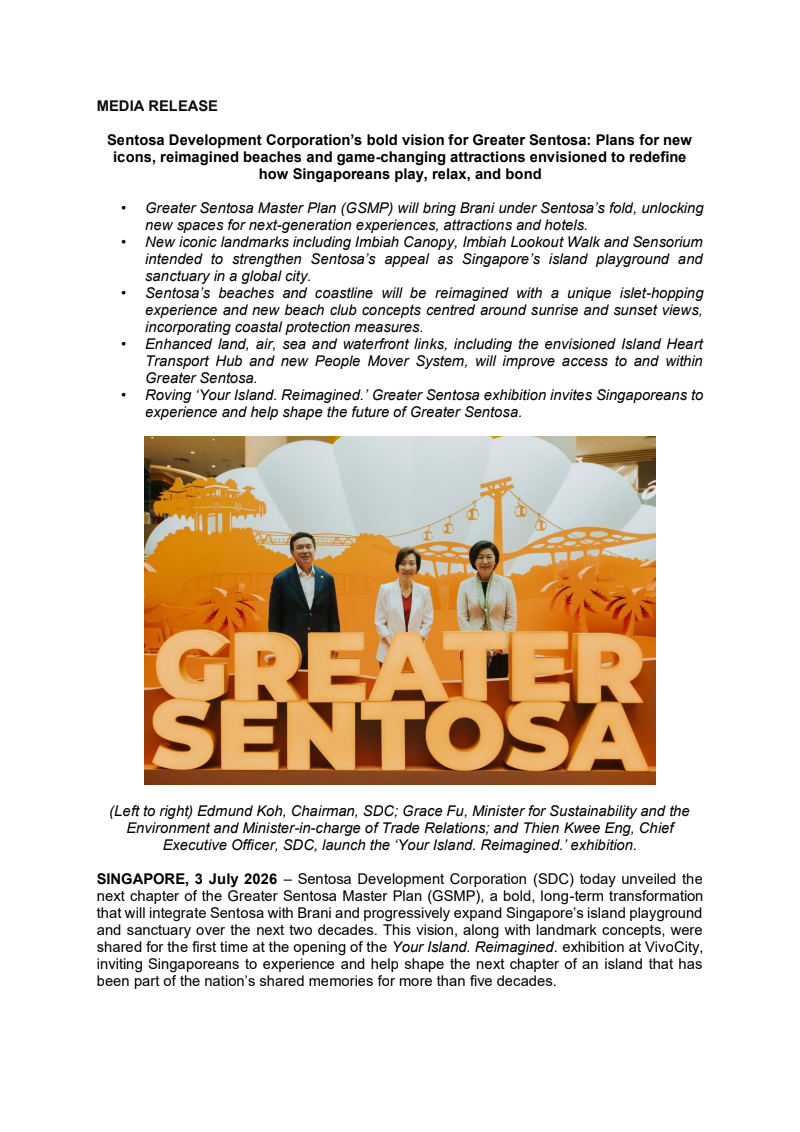 Greater Sentosa Master Plan exhibition details