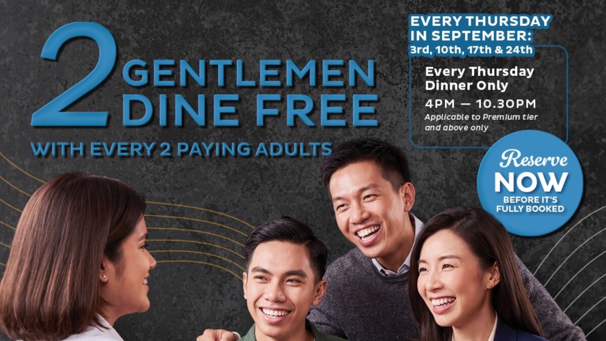Seoul Garden poster for two gentlemen dine free Thursdays in September