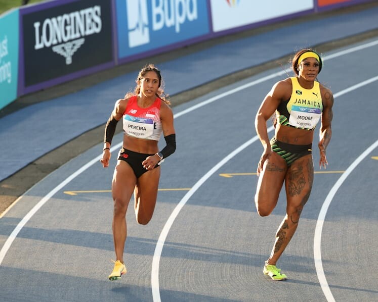 Singapore's Shanti Pereira competes in the women's 200m semi-finals at the Glasgow 2026 Commonwealth Games, becoming the first Singaporean to qualify for an individual sprint final at the Games