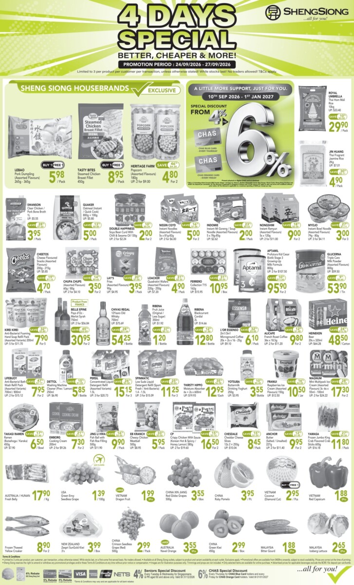 Sheng Siong 4 Days Special promotion flyer, 24 to 27 September 2026