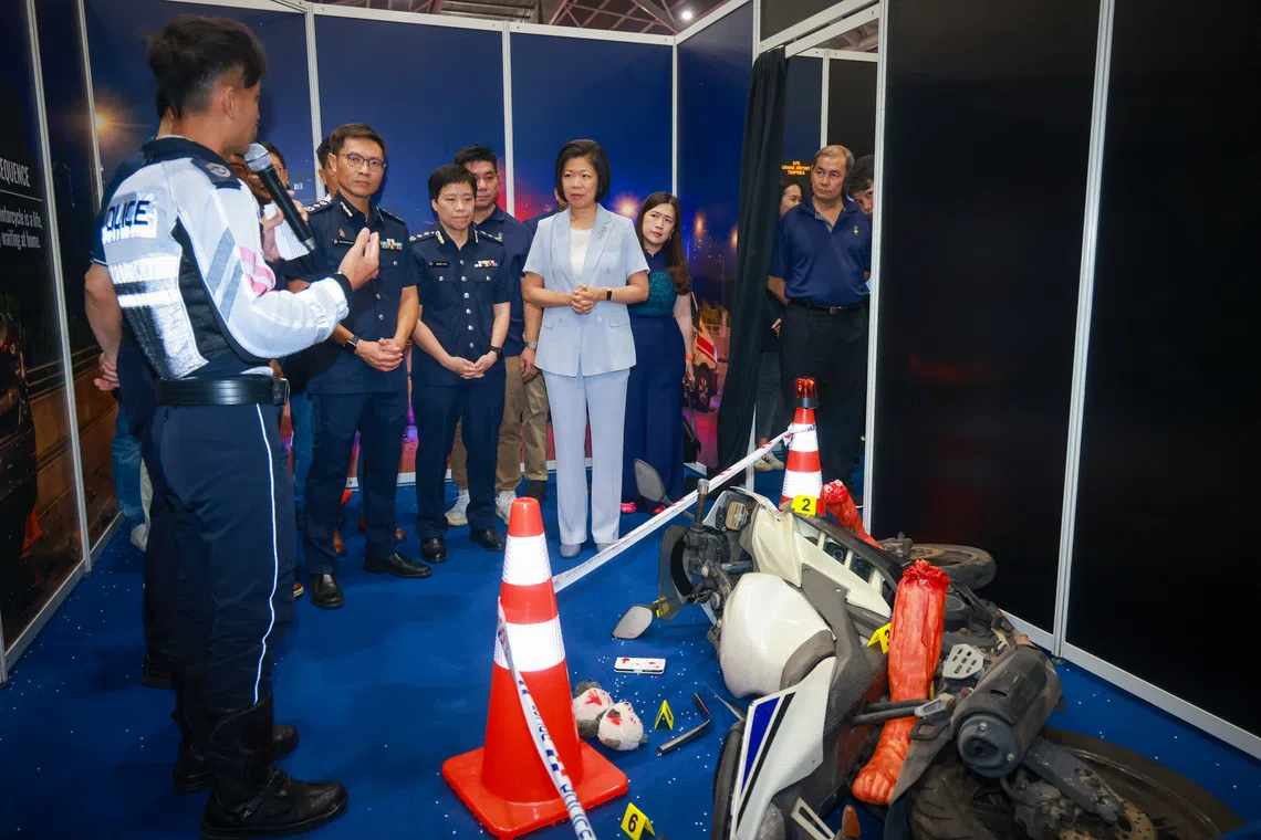 Second Minister Sim Ann at Singapore Ride Safe launch with Traffic Police