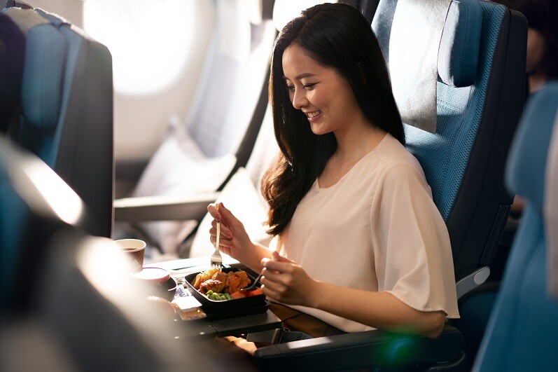 Singapore Airlines Economy Class cabin, where most of the promo fares sit