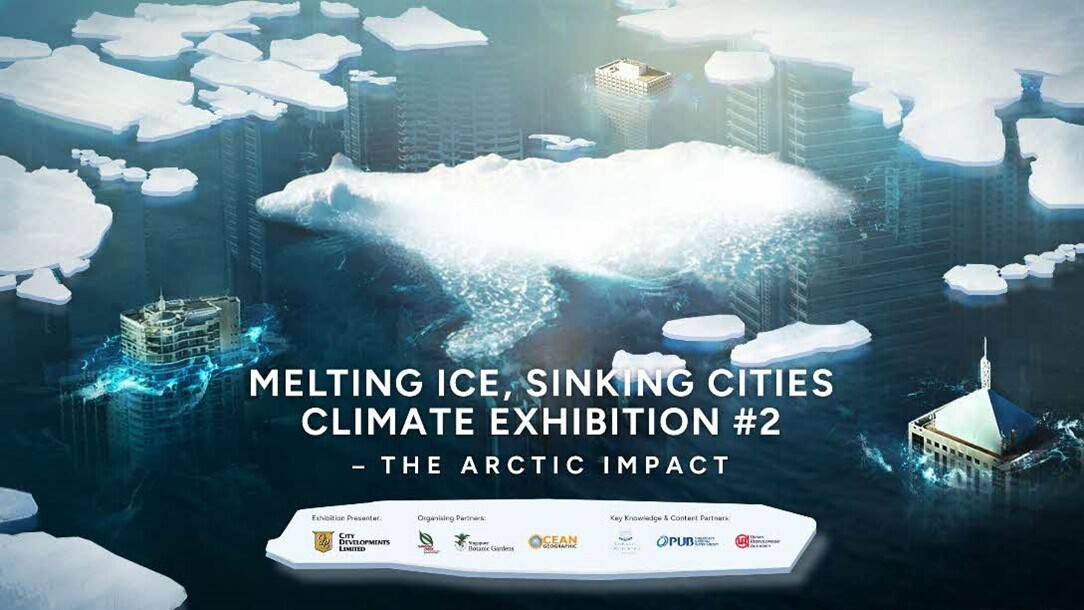 Singapore Botanic Gardens CDL Green Gallery 2026 Melting Ice Sinking Cities exhibition banner