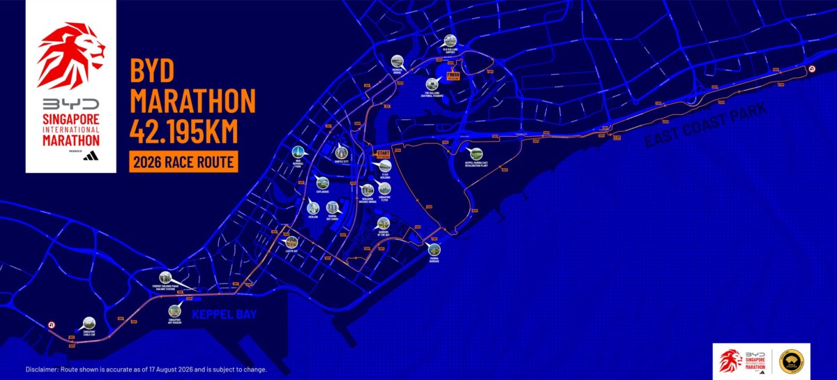 BYD Marathon 42.195km route map from Keppel Bay to East Coast Park