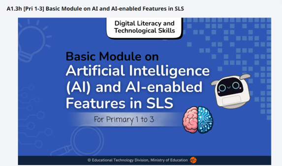 Example of a Student Learning Space AI module used to teach lower primary students about AI