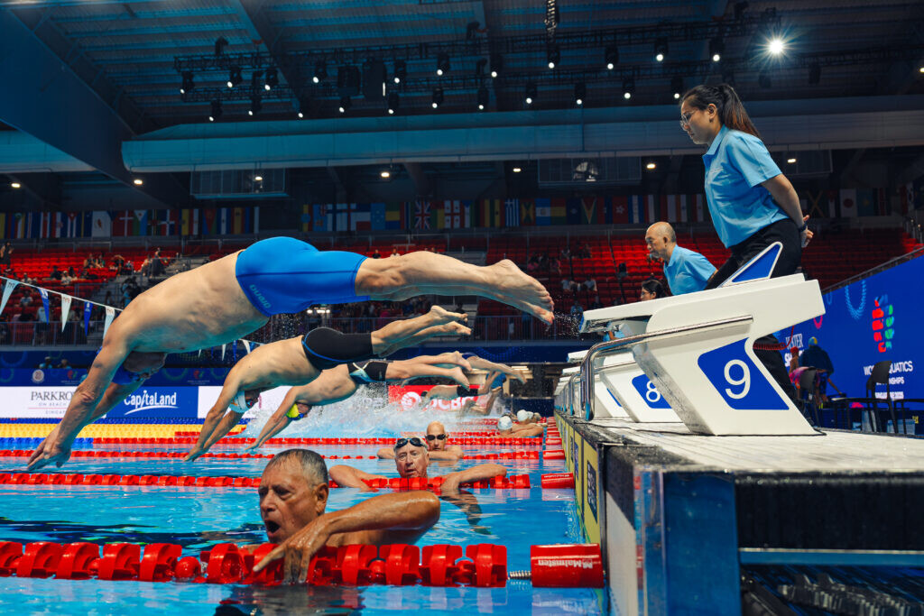 Swimmers at an international competition in Singapore