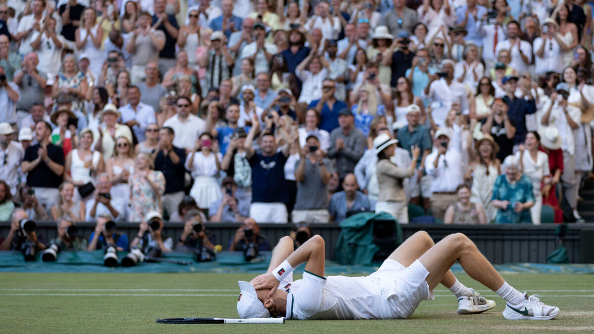 Jannik Sinner celebrates at Wimbledon 2026 final