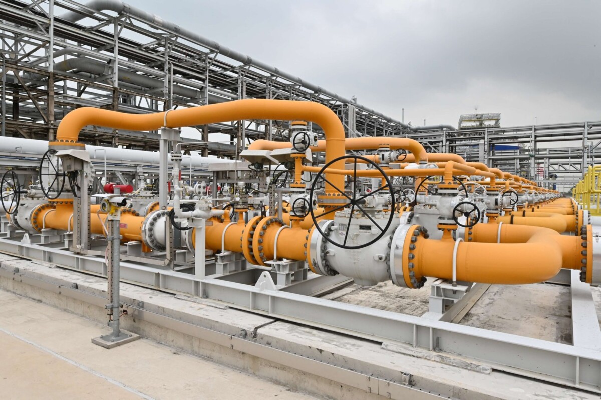Gas pipework at the Singapore LNG terminal