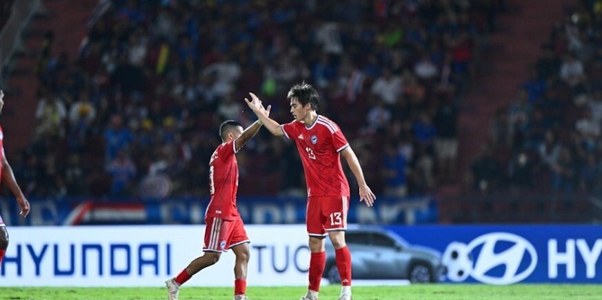 Singapore Lions players celebrate during an ASEAN Championship match