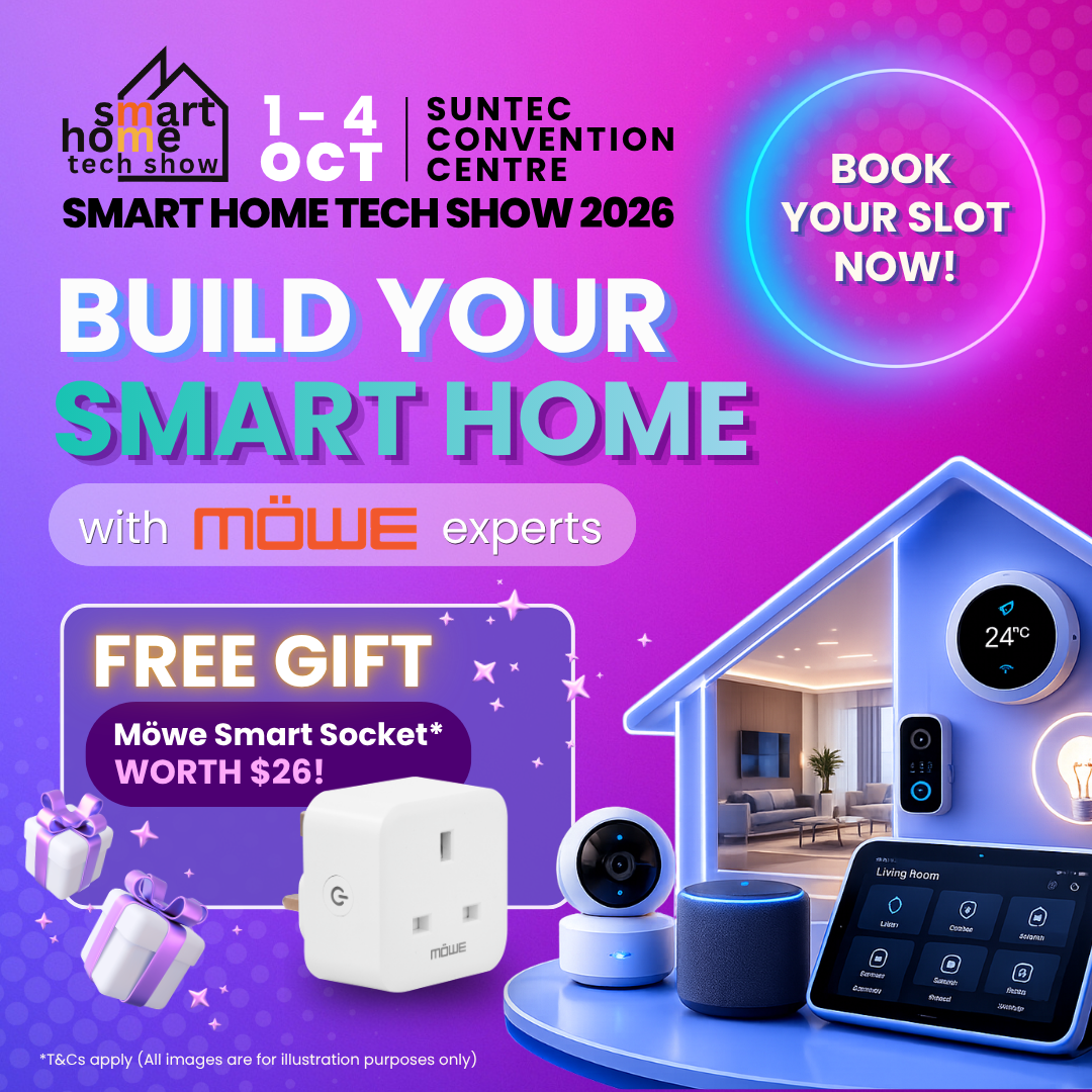 Smart Home Tech Show 2026 poster for the Möwe smart home tour at Suntec