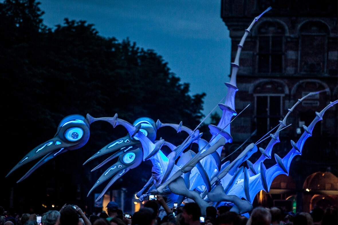 Birdmen stilt performance at Singapore Night Festival 2026