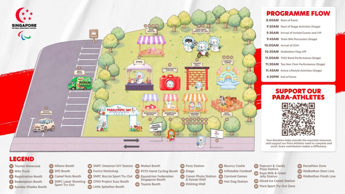Singapore National Paralympic Council illustrated map of Paralympic Day at East Coast Park