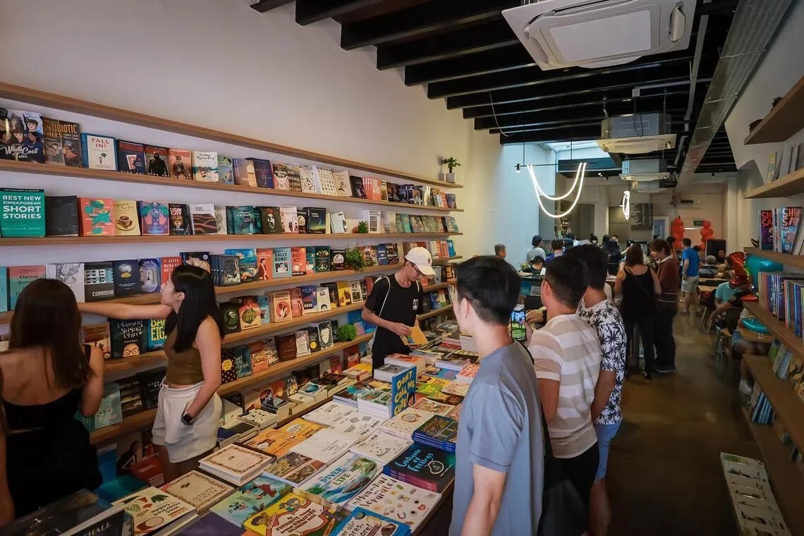 Book Bar indie bookstore and cafe interior in Singapore