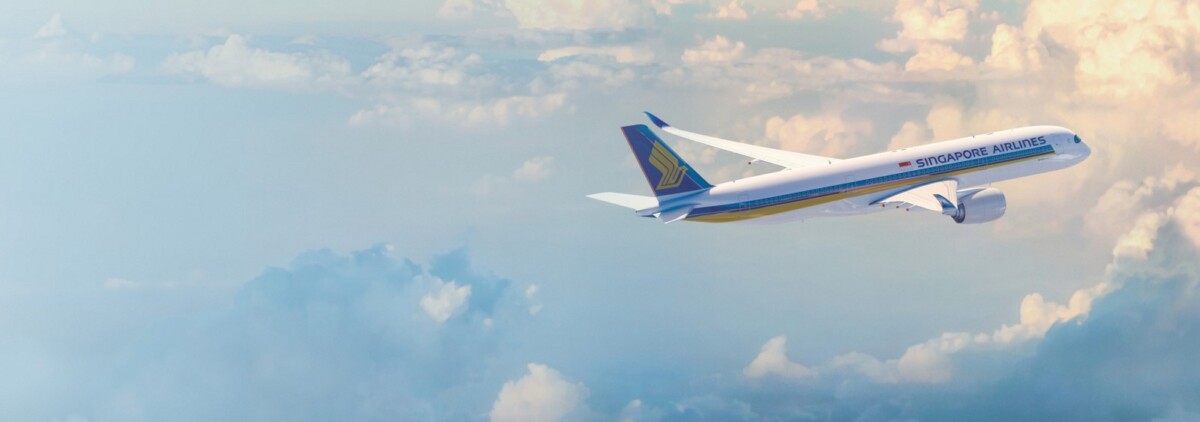 Singapore Airlines Airbus A350-900 in flight above the clouds