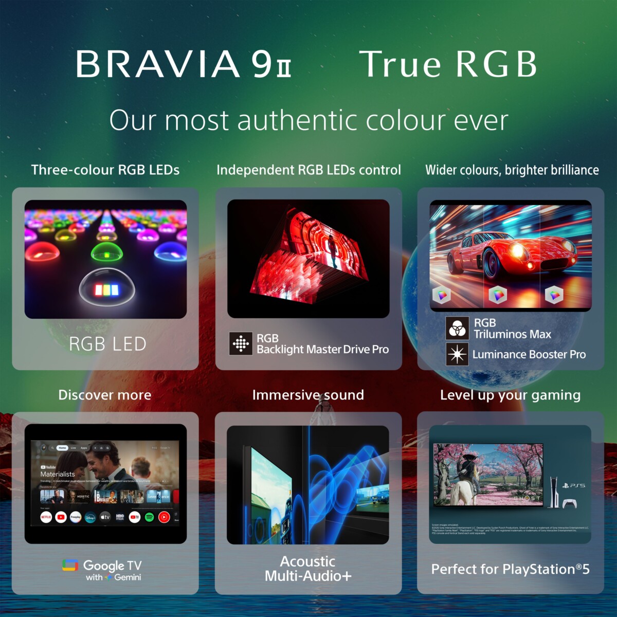 Sony BRAVIA 9 II True RGB features - RGB LED, RGB Backlight Master Drive Pro