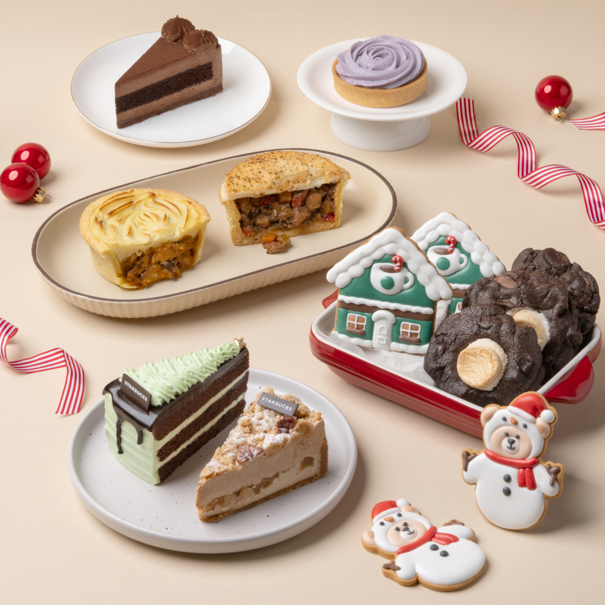 Starbucks Singapore Christmas 2026 food line-up of cookies, cakes and tarts