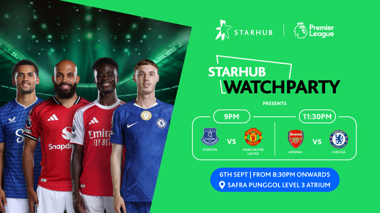 StarHub WatchParty tile listing 9pm and 11.30pm matches at SAFRA Punggol