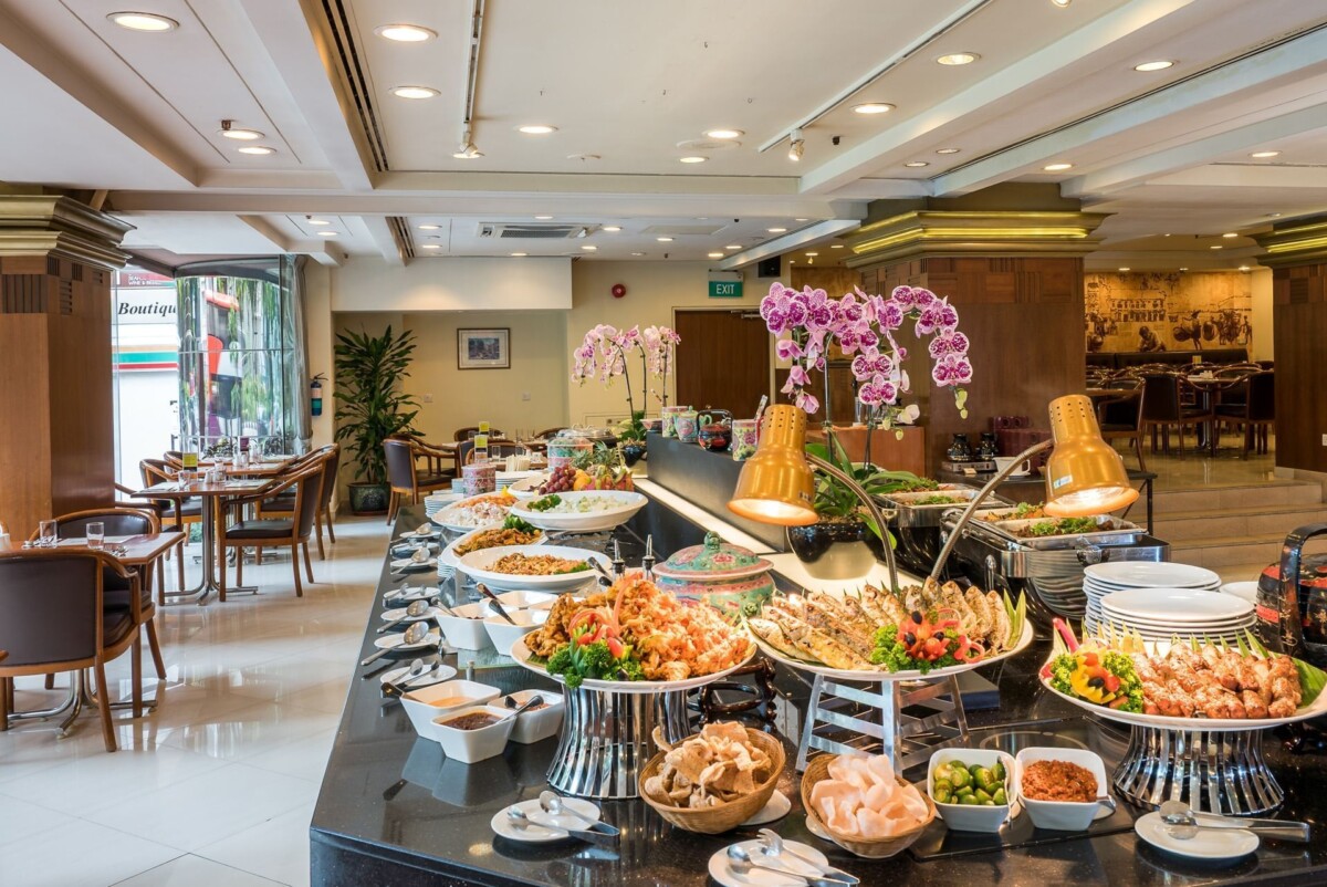 Sun's Cafe dining room and buffet setup at Hotel Grand Pacific Singapore