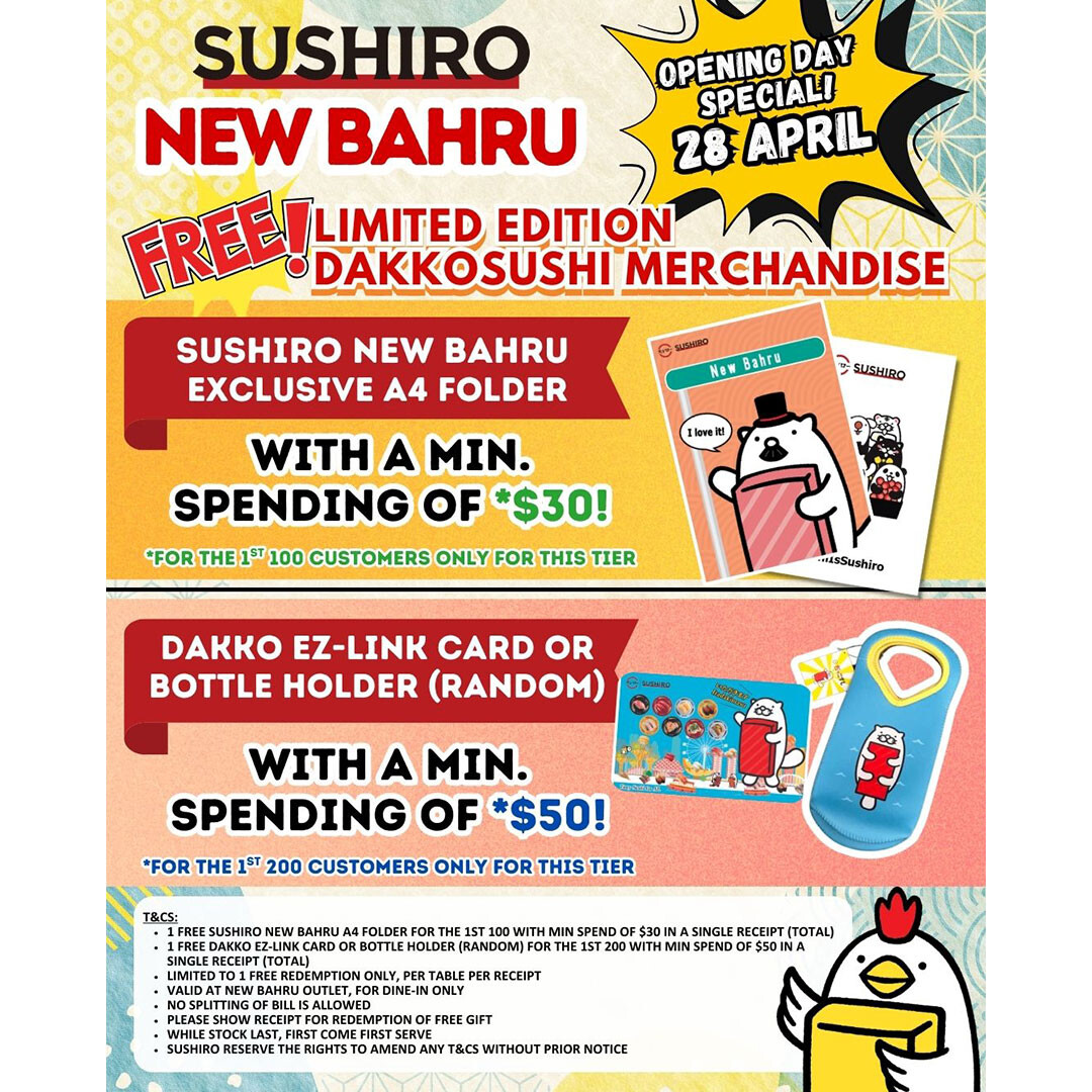 Sushiro New Bahru opening day merchandise redemption poster