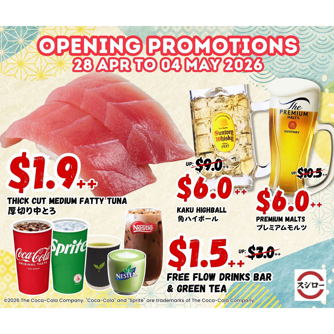 Sushiro New Bahru opening promotion poster for tuna and drinks