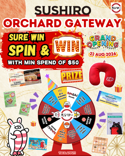 Sushiro Orchard Gateway 1-for-1 sushi deals opening day spin the wheel activity