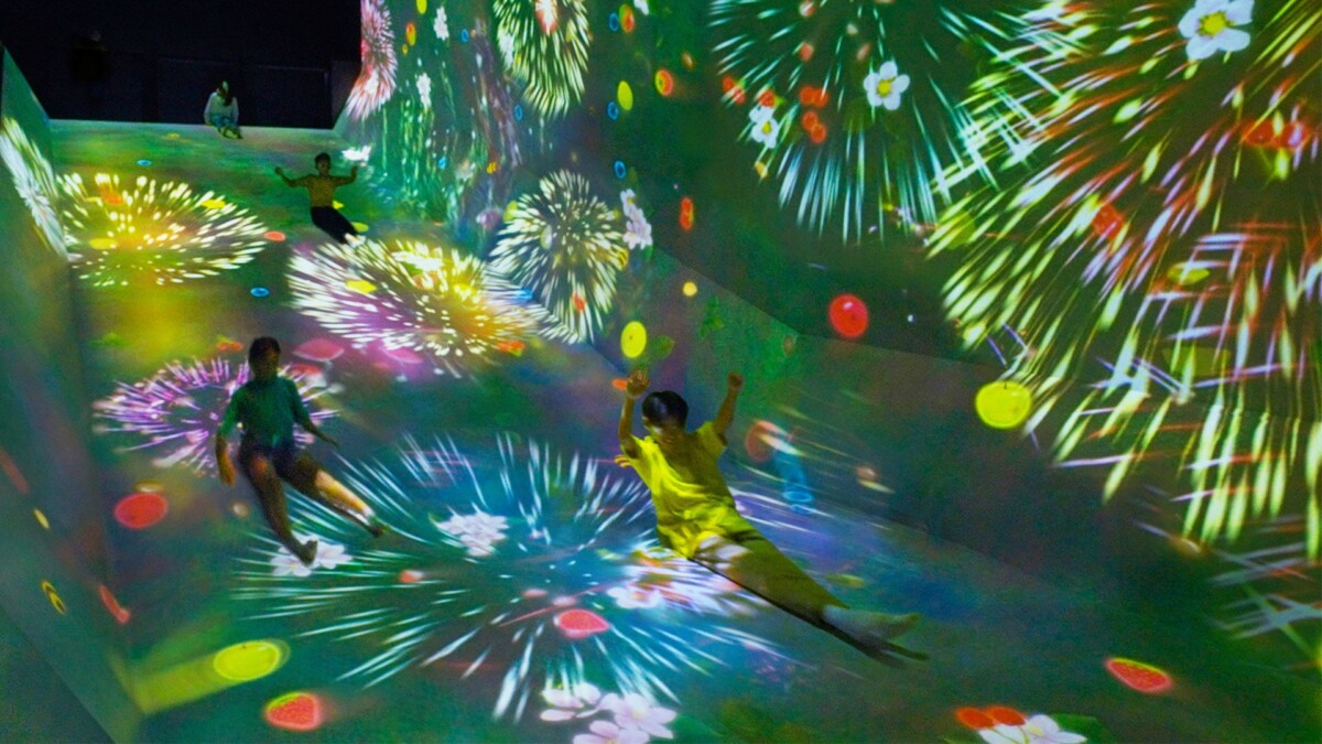 teamLab Future World Sliding through the Fruit Field