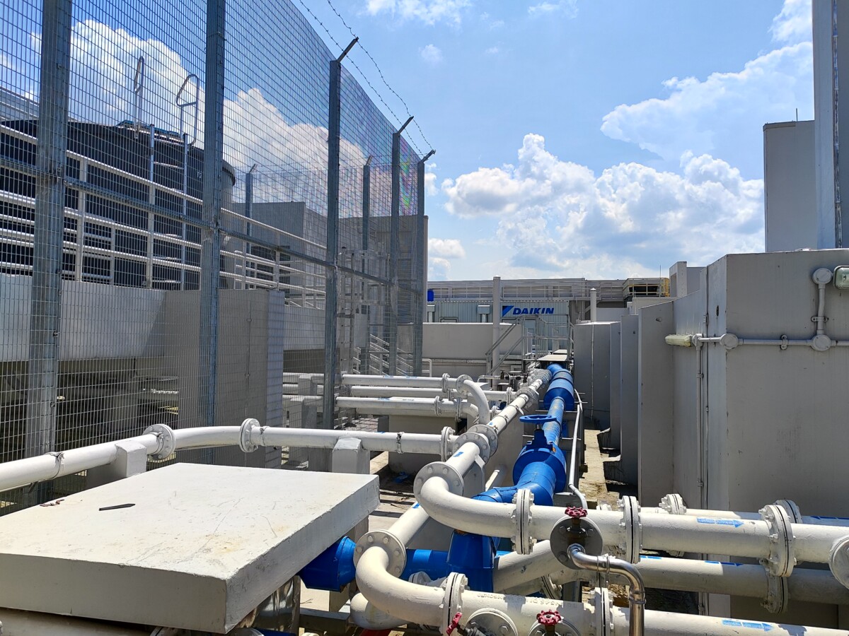 Tengah centralised cooling system equipment in HDB town