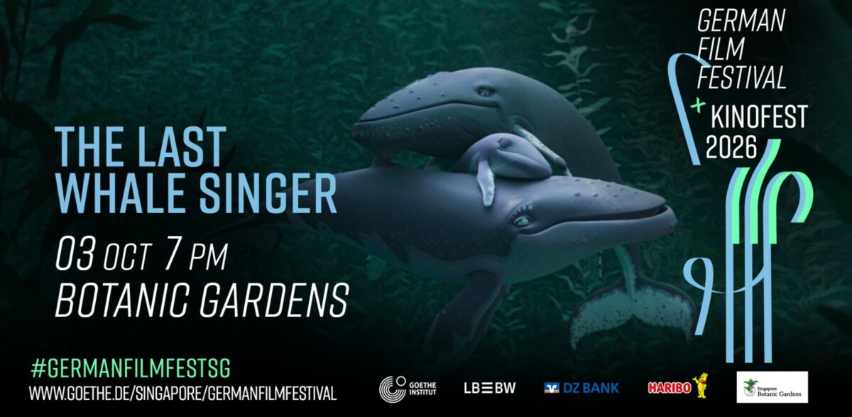 Poster for The Last Whale Singer outdoor screening at Singapore Botanic Gardens on 3 October, German Film Festival x KinoFest 2026