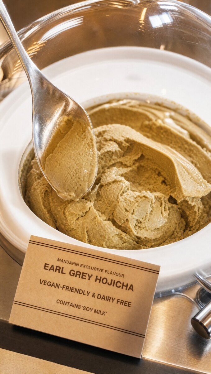 TOFU G Earl Grey Hojicha tofu gelato, exclusive to the Mandarin Gallery outlet. Image: TOFU G