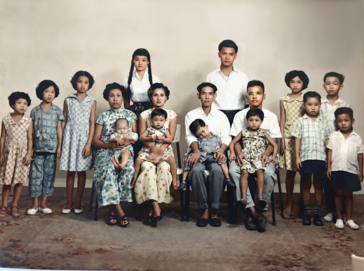 Tan family portrait taken in a Singapore studio in the 1960s