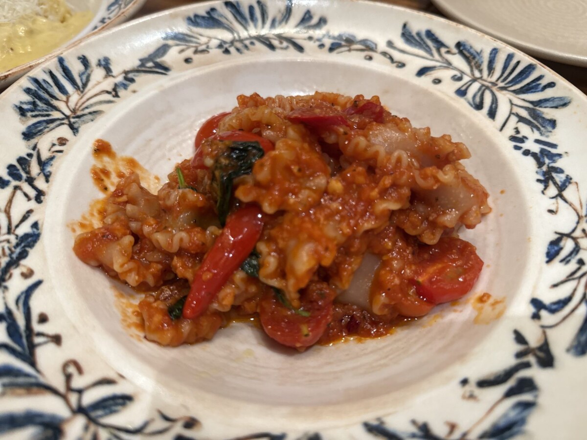 Arrabbiata pasta with cherry tomatoes and red chilies at Tutto by Da Paolo