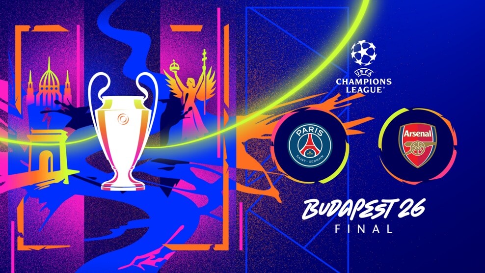 Champions League Final 2026 Budapest Arsenal PSG official poster