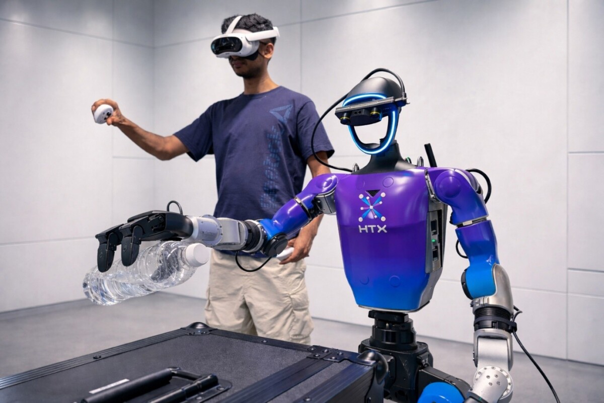 HTX humanoid robot teleoperation system on display at the MTX 2026 exhibition