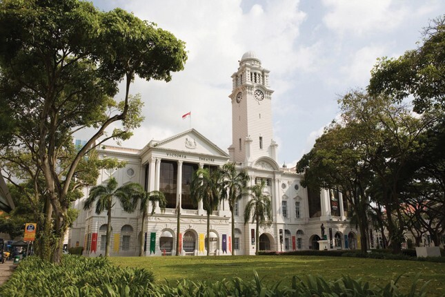 Modern facade of Victoria Theatre and Concert Hall at Empress Place