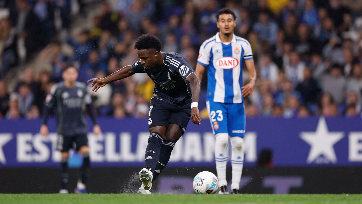 Vinicius Junior celebrates a goal as Real Madrid prepare for the El Clasico title decider